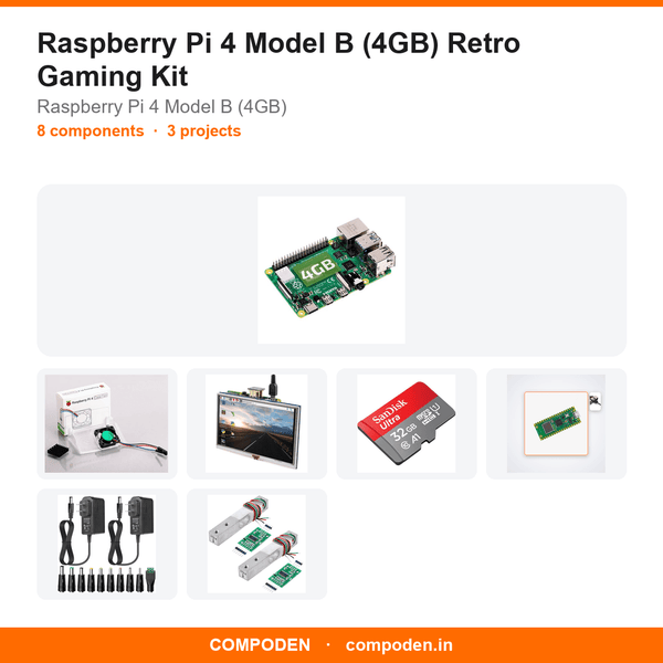 Raspberry Pi 4 Model B (4GB) Retro Gaming Kit - Compoden