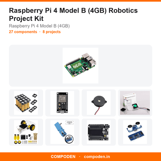 Raspberry Pi 4 Model B (4GB) Robotics Project Kit - Compoden