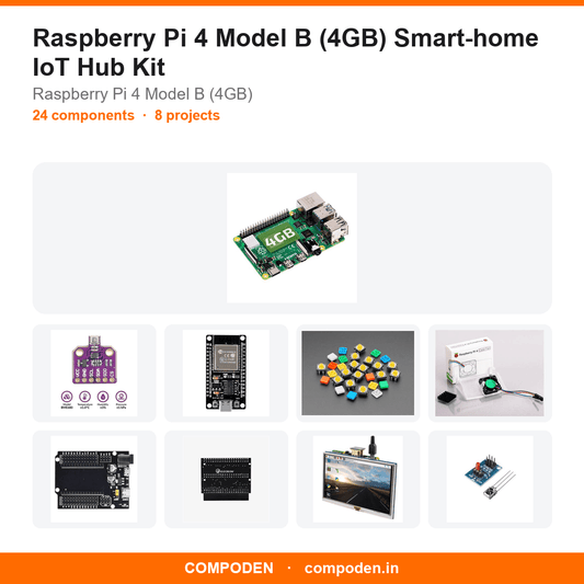 Raspberry Pi 4 Model B (4GB) Smart-home IoT Hub Kit - Compoden