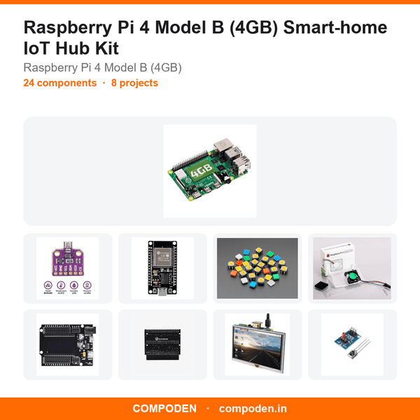 Raspberry Pi 4 Model B (4GB) Smart-home IoT Hub Kit - Compoden