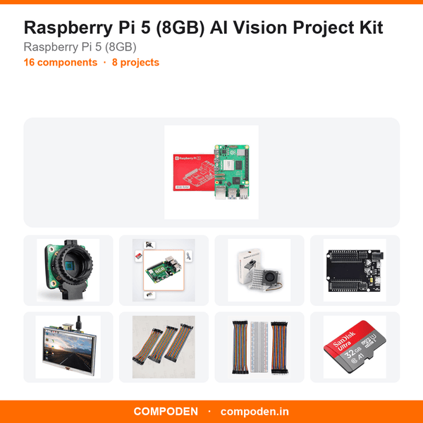 Raspberry Pi 5 (8GB) AI Vision Project Kit - Compoden