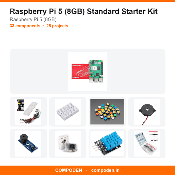 Raspberry Pi 5 (8GB) Standard Starter Kit - Compoden