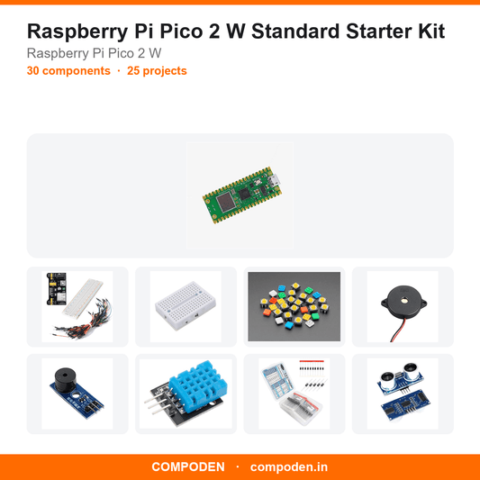 Raspberry Pi Pico 2 W Standard Starter Kit - Compoden