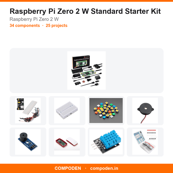 Raspberry Pi Zero 2 W Standard Starter Kit - Compoden
