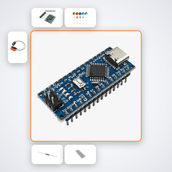 Resting Heart Rate Monitor Kit with Arduino Nano + LED - Compoden