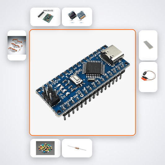 SPO2 and BPM Spot Check Variant 17 Kit with Arduino Nano + LED - Compoden