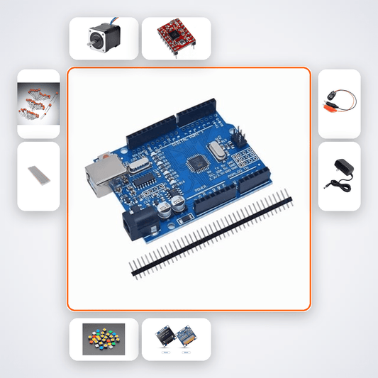 Stepper Steps Counter OLED Kit with Arduino Uno + Stepper Motor - Compoden