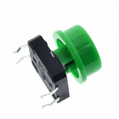 Tactile Push Button Switch With Green Round Cap - Compoden