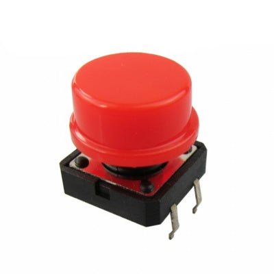 Tactile Push Button Switch With Red Round Cap - Compoden