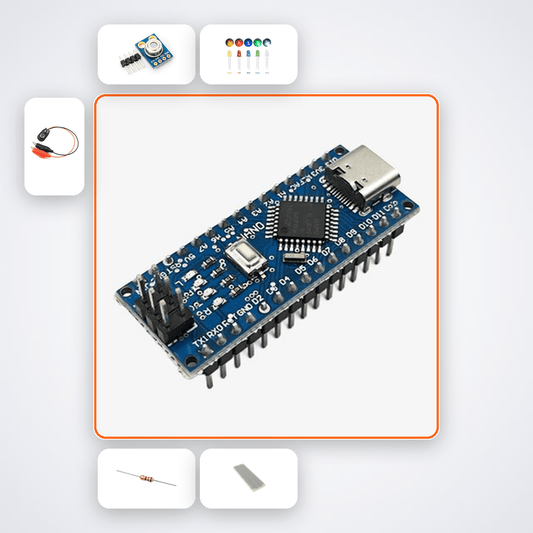 Temperature Fever Alert Badge Kit with Arduino Nano + LED - Compoden