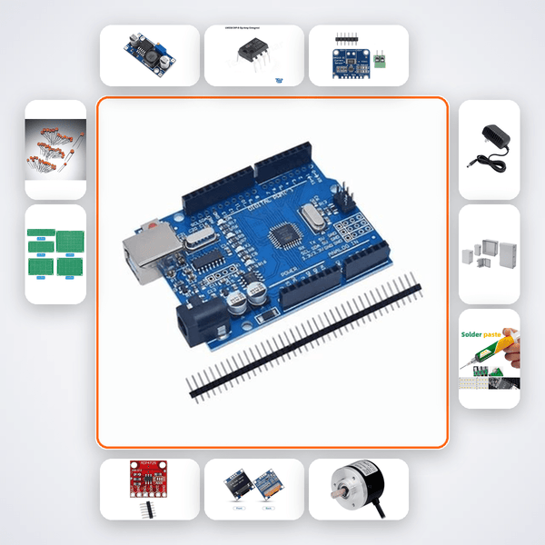 Variable Bench Power Supply Kit with Arduino Uno + LED - Compoden